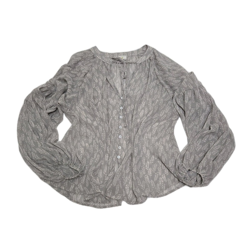 By Together + Collection Womens Medium Blouse Boho Oversized Wheat‎ Fairy Flowy